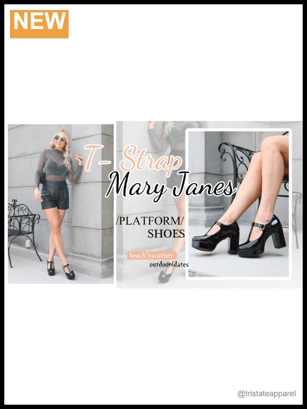 T-Strap Chunky Platform Heels Mary Jane Patent Dress Shoes